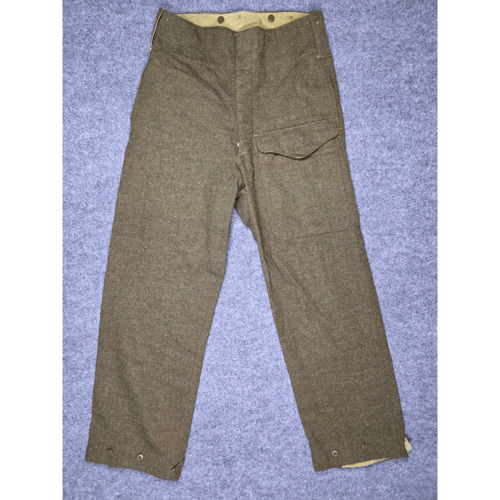 Vintage Brittish Battledress Serge Trousers Mens 32 Green 1951 Military Wool