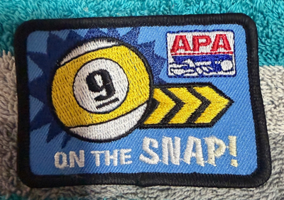 #ad 9 Ball APA American Poolplayers Assn. ON THE SNAP Pool Shooting Patch $5.00