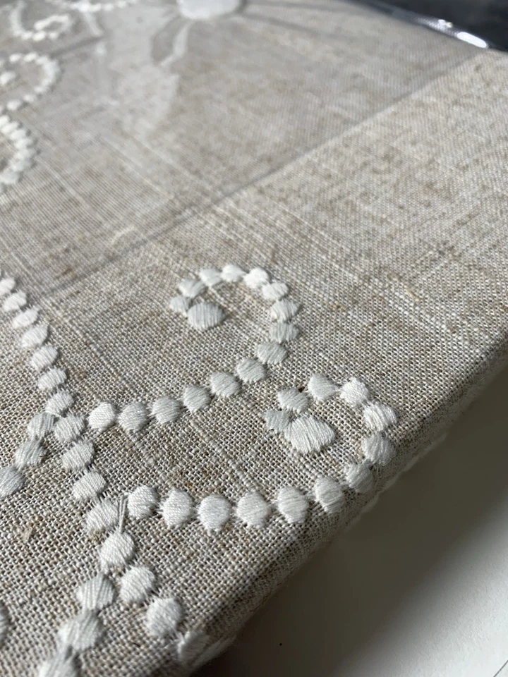 NEW! Lenox French Perle 70" Round Tablecloth with Embroidery - Image 3 of 3