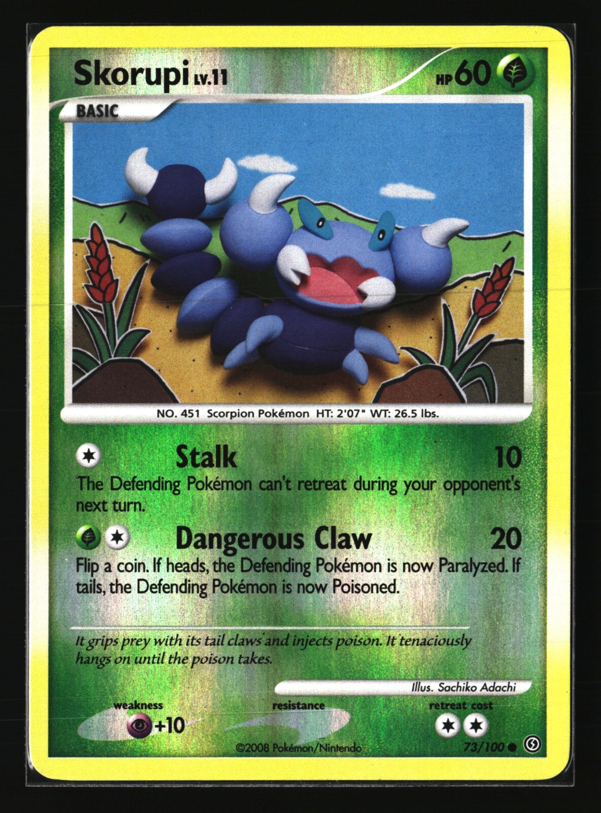 Pokemon SKORUPI 73/100 Reverse Holo (2008 Stormfront) LP/Light Play