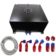 ⭐10 GALLON BLACK ALUMINUM FUEL CELL GAS TANK+CAP+LEVEL SENDER+NYLON OIL FEED KIT