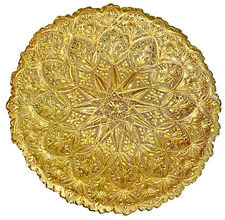 Etched Gold Plated Decorative Metal Plate  7.5” Morocco