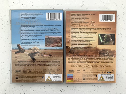 Star Wars Ep 1 The Phantom Menace & Ep 2 Attack Of The Clones Film Movie DVD Set - Picture 2 of 5