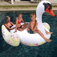 IT'S HUGE Inflatable Swan Swimming Pools, Lake Swim Floatation 74"x74"x53" NEW