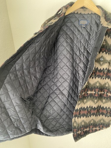 Pendleton Aztec Jacket Mens L Wool Shacket Navajo Lined Quilted Shirt Western - Picture 9 of 9