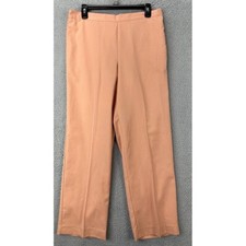 Alfred Dunner Pants Womens 10 Peach Keen Stretch Straight Leg Pull On Ladies NEW