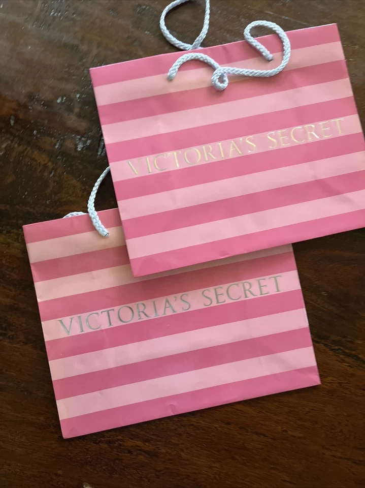 Lote de 4 sacolas de presente de compras Victoria's Secret alças de fita 9” x 11” rosa em excelente estado usado! - Imagem 3 de 4