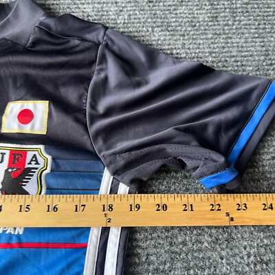 JFAサッカーネック付きウェア JFA Japan Soccer Jersey Mens Medium Black Blue Short Sleeve
