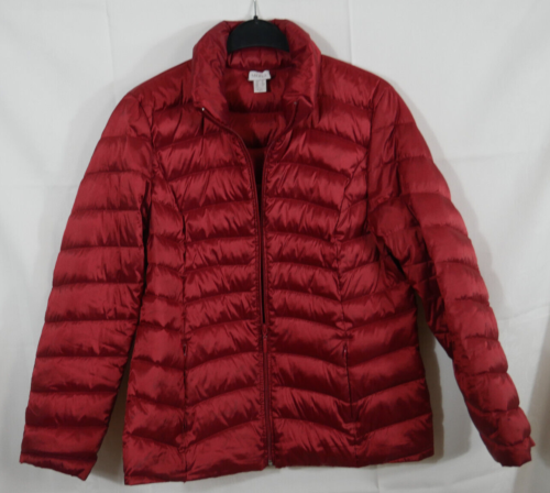 MONA Dreamy Lightweight Real Down Jacket Red Transition Spring Size 42/44 TOP - Picture 1 of 11