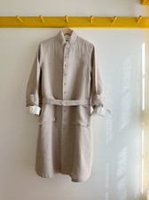 Ichi Antiquites Japan Linen Natural Trench Coat Duster Jacket Coat New Nwot Os