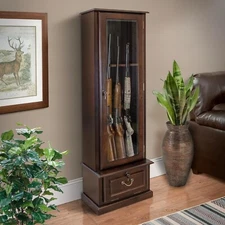 American Furniture Classics Glass Door 8 Gun Display Cabinet - Brown