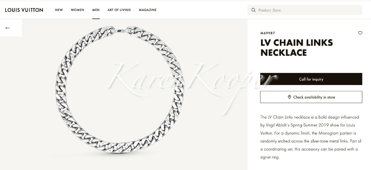AUTHENTIC LOUIS VUITTON LV CHAIN LINK CUBAN NECKLACE VIRGIL ABLOH 