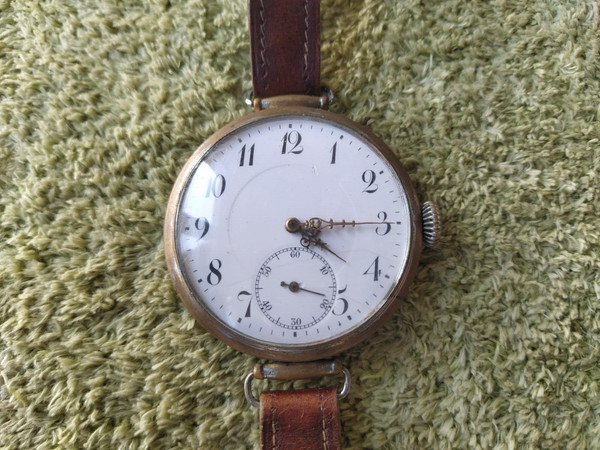 WORKING PORCELAIN DIAL BIG LARGE WRISTWATCH CONVERSION POCKET WATCH ANTIQUE BAND