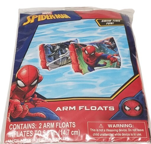 What Kids Want! Marvel Spider-Man 5.8in Kids  2Pc. Inflatable Arm Floats (3+)NEW