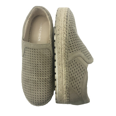 Marc Fisher Suede Laser Cut Espadrille Slip On Sneaker Shoes Taupe Women’s  M