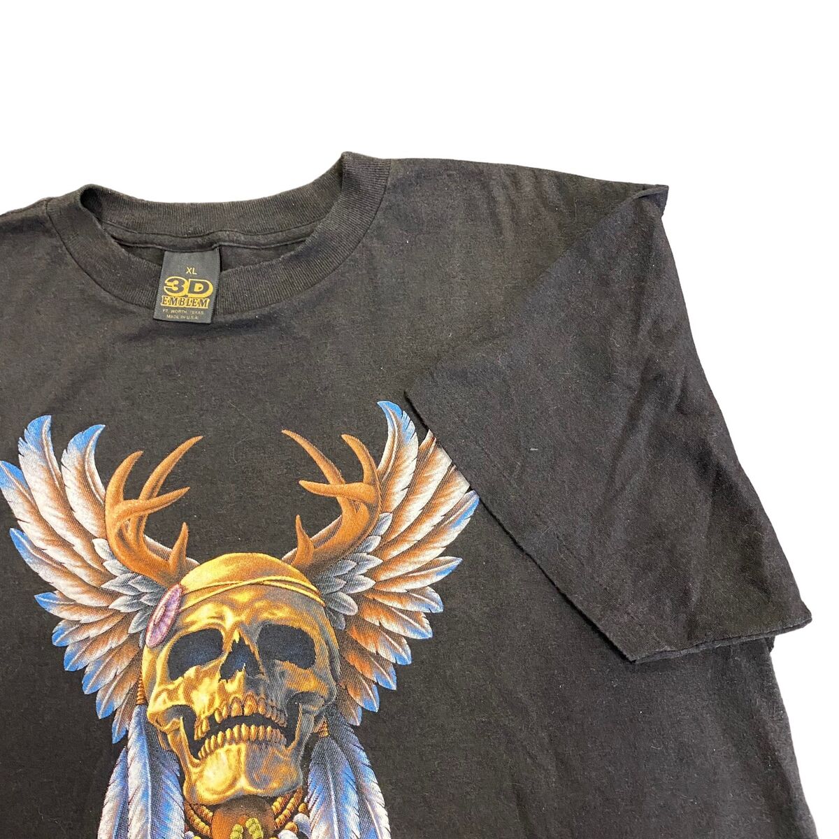 Vintage 1988 Just Brass 3D Emblem Native Skull Single Stitched T