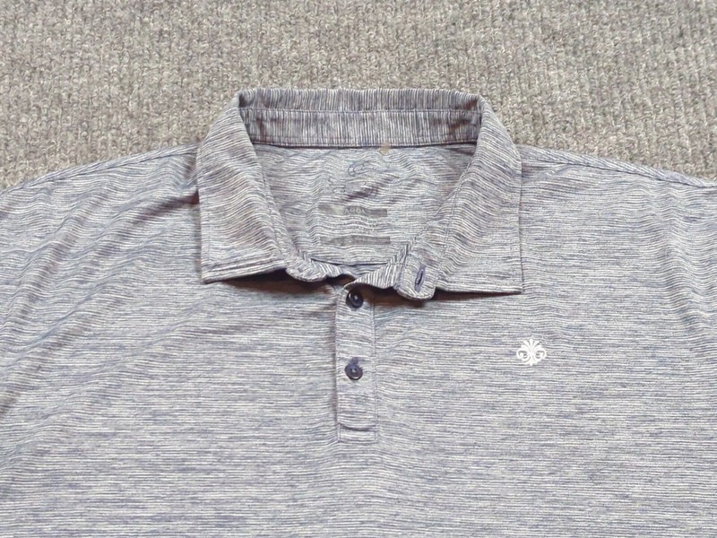 Swannies Polo Shirt Mens Large Blue Stripe Golf Performance Casual Stretch