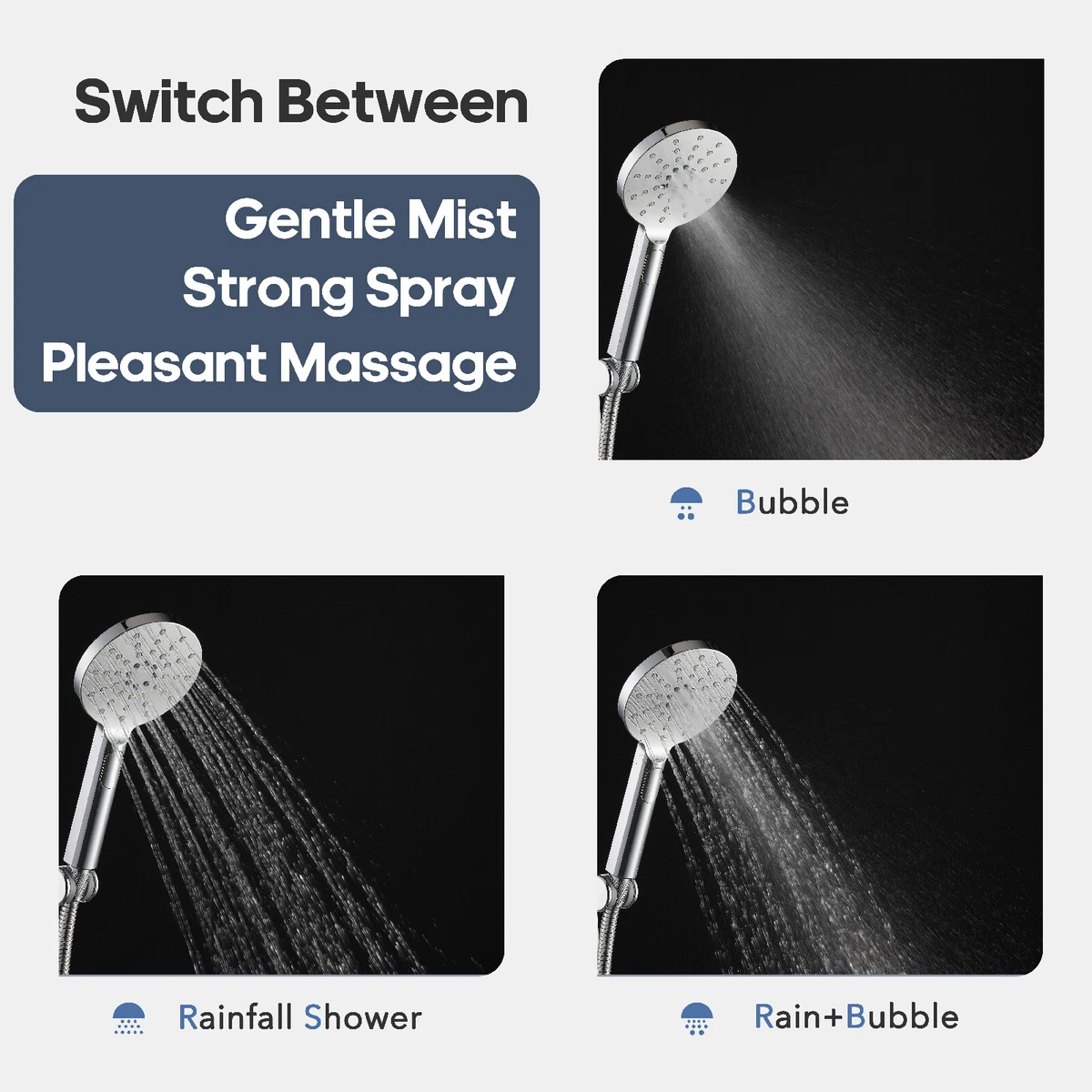 Decaura Dual Shower Heads Set 9" Rain Round Chrome Gooseneck Arm 2 in 1 System