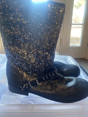 JUSTICE BOOTS 8 SILVER SPARKLES NEW 