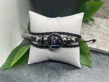 Leather Bead Bracelet Stackable Adjustable Tie New Free Ship Gemini A3469