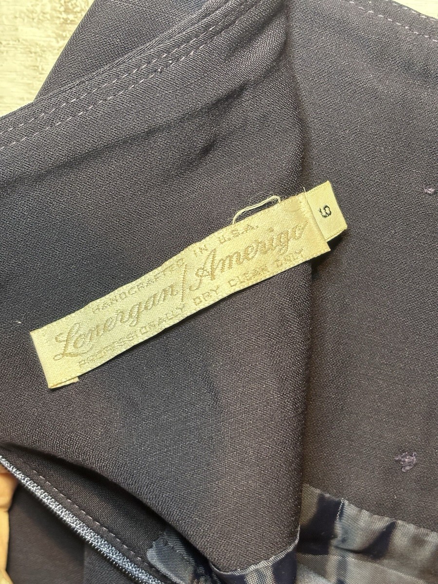 Navy Blue VINTAGE pleated Lonergan/Amerigo skirt  size 6 made in USA View 6