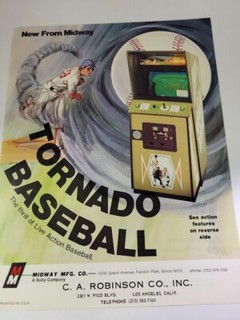 Flyer MIDWAY=TORNADO BASEBALL Arcade Video Game advertisement original see pic