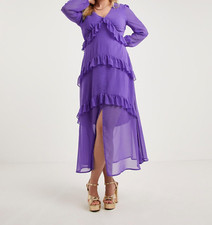SIMPLY BE LADIES PURPLE FRILL TIERED MAXI DRESS NEW (ref 538) SALE
