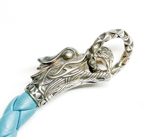 John Hardy Bracelet Legends Naga Dragon Head Sterling Silver Blue Leather 7.25" - Picture 5 of 7
