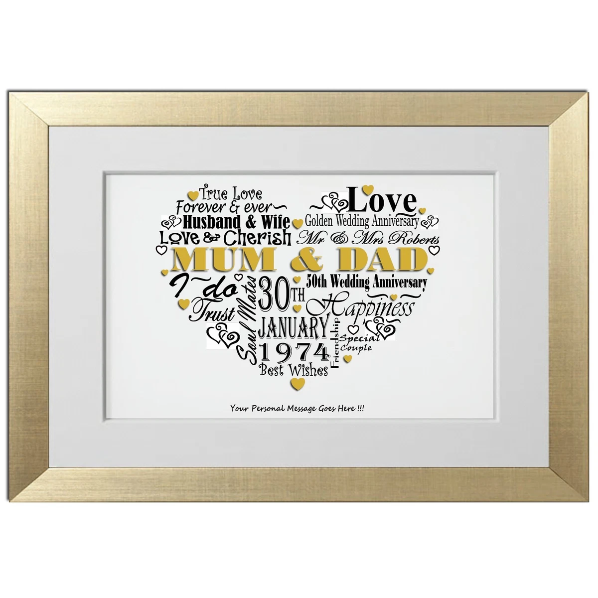 Customized 50 Year Anniversary Gifts Map Print, 50th Anniversary Gift  Ideas, Custom Heart Map Print