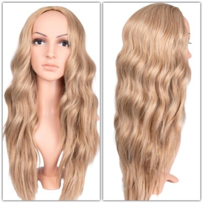 Ladies 3/4 Half Wig - White Blonde - Straight - 22in / 56cm - 250g - Japanese Heat Resistant Synthetic Fibre - Clip In Hairpiece Extension - Looks And Feels Like Real Hair