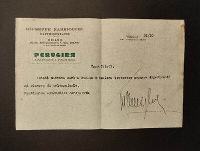 Milan Perugina Chocolate Jams Representations Letterhead QX3908