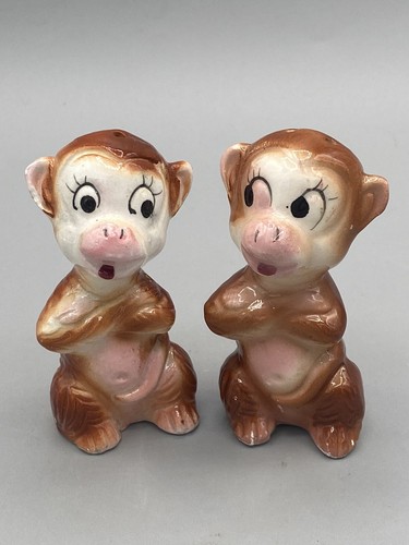 Vintage Monkey Salt Pepper Shakers Japan