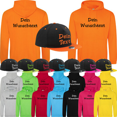 Hoodie bedruckt + Snapback Cap bestickt Kapuzen-Sweatshirt Mütze Kombi Geschenk