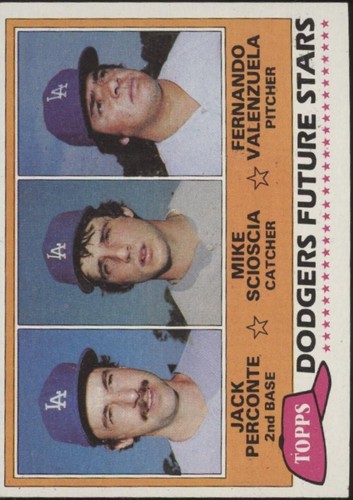 Perconte / Scioscia / Valenzuela 1981 Topps Dodgers Future Stars RC #302