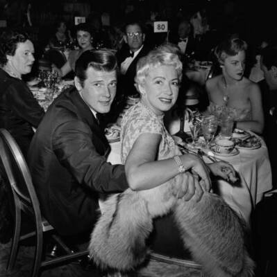 British Actor Roger Moore Wife British Singer Dorothy Squires Atte- Old Photo
