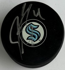 Justin Schultz Autographed Signed SEATTLE KRAKEN Hockey Puck Beckett BAS