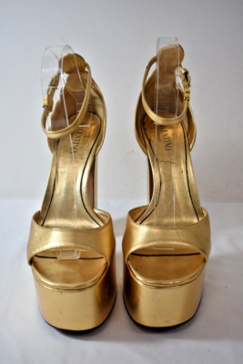 VALENTINO Gold leather Platform Shoes Size 40 or 9 M On Sale rg | eBay