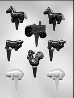 Farm Animal Tractor Assortment Chocopick Candy Mold P9126 - Farm Animal Tractor Assortment Chocopick Candy Mold P9126 -