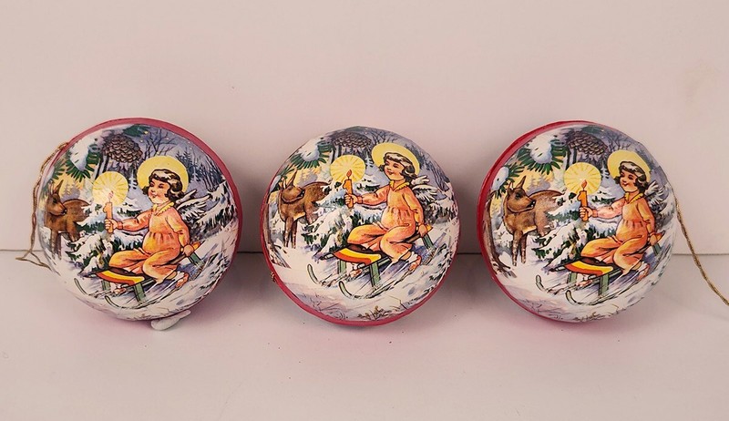 Vintage Papier Mache Angel Candy Containers Western Germany Set of 3 1980's