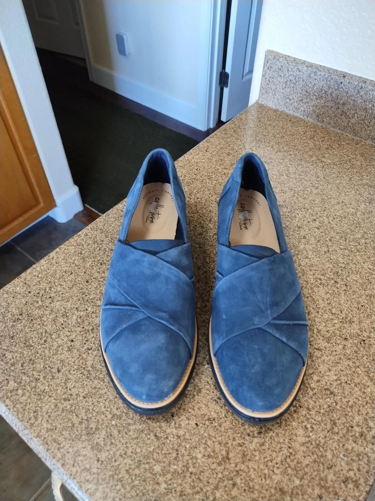 Mocassino Clarks Collection Ultimate Comfort scarpe donna blu scamosciato taglia 8 5