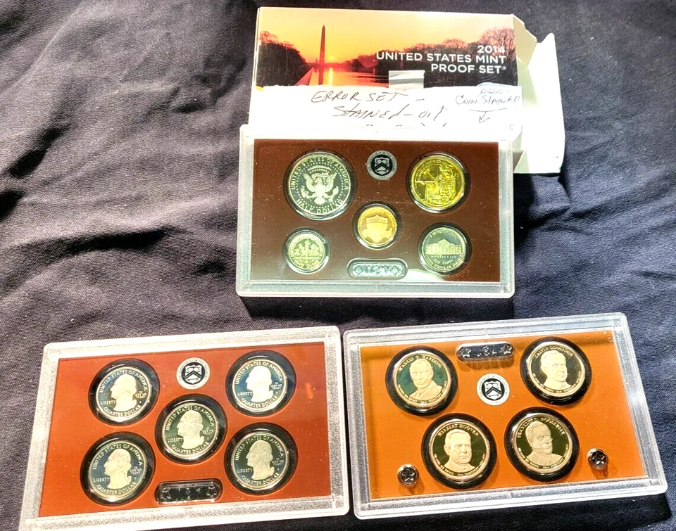 EXTREMELY RARE 2014 US Proof Set with Grease Strike on Obverse Native American. - Image 2 of 4