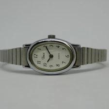Timex Silver Tone Stretch Band Quartz Analog Women's Watch Sz.5 3/4" New Battery