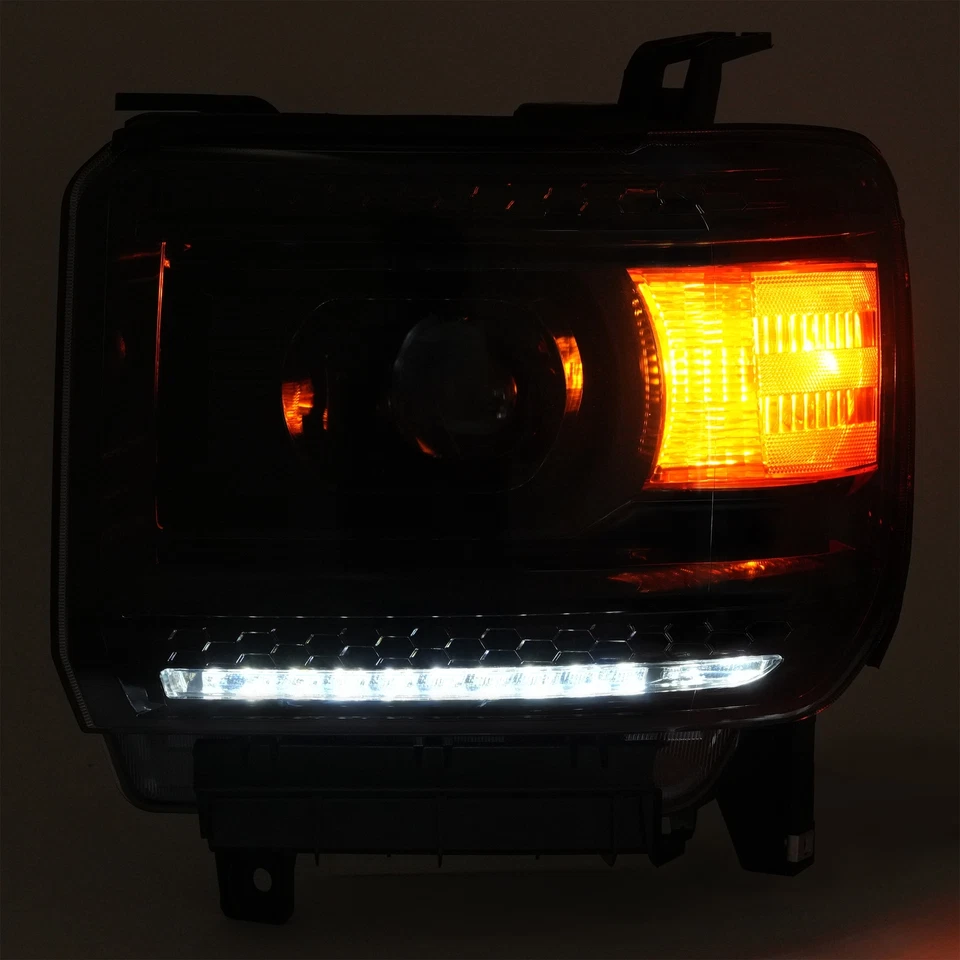 HECASA LED LH&RH Headlight Projector For 14-18 GMC Sierra 1500 15-19 2500 3500HD Foto 3 de 4