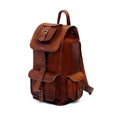 Zaino Retro In Pelle Per Laptop Vintage Marrone Da Escursionismo Unisex Plw