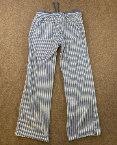 Jolt Leinenhose Damen 5 weites Bein Cinch Taille gestreift Baumwolle Strand Pool Lounge - Bild 2 von 8