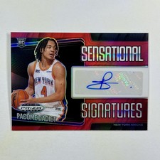 2024-25 Prizm Black #SS-PAC Pacome Dadiet Sensational Auto Red Prizm /99 Knicks