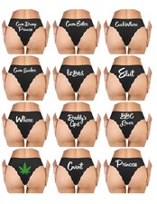 Inappropriate Offensive Black Seamless Cheeky Panties Your Choice BBC Slut