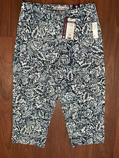 Gloria Vanderbilt Swan Series Amanda Capri Jeans Blue Floral Print New Size 16