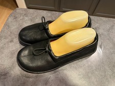 SAS Leather Slip-On Loafers Black Funk Cinch Cord Rim Size 9.5 M Made in USA