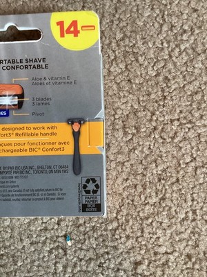 Bic Comfort 3 Refill Razor Cartridges, Three-Blade Disposable Refill - 14 Blades